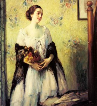 費爾南 杜桑 A Young Woman Holding A Bouquet